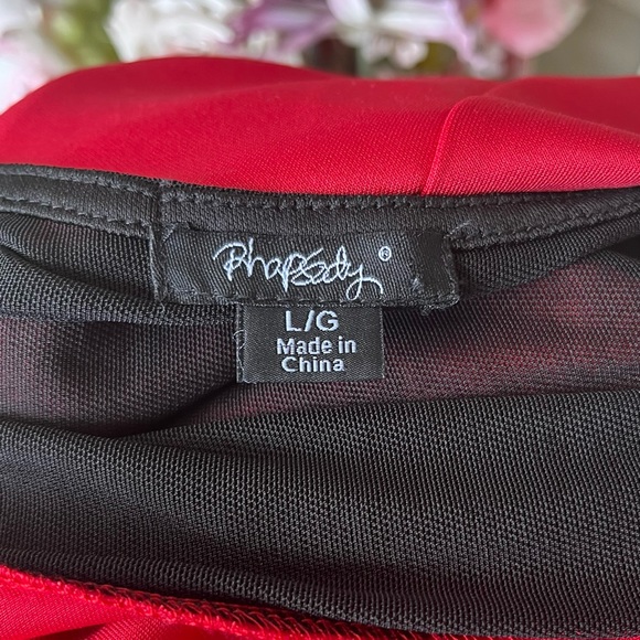 •Rhapsody• Red Dress with Mesh Insert and Back - Size Large - Picture 2 of 7